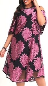 TS TAKING SHAPE plus size S / 16 Wild Rose Dress sheer fully lined NWT rrp$170!
