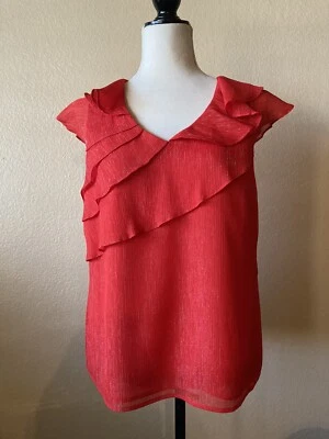 Jones Wear Petite Sleeveless Red Shimmer Lined Layered Pullover Top Size 12P EUC - Image 1 of 4