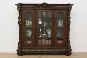 Renaissance Antique Oak Office Library Bookcase Sculptures #54006 - Picture 1 of 15