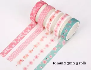 Japan Washi Tape - Sakura Blossom 5 Rolls set 10mmx3mx5rolls MT427 - Picture 1 of 2