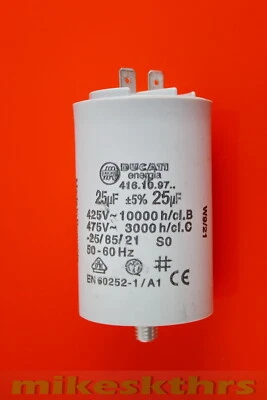 DUCATI ENERGIA 25D-KBS Anlaufkondensator Motorkondensator 25uF 25µF 450V Flachstecker 6,3mm