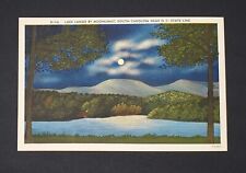 Gainesville SC Lake Lanier Vintage Postcard Moonlight Linen Era Night Scene P823