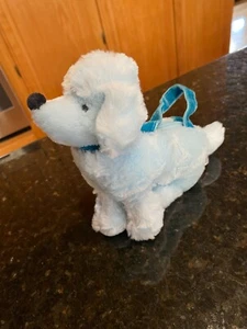 Gymboree European Holiday Poodle Blue Dog Handbag Bag Soft Plush Purse NO HAT - Picture 1 of 7