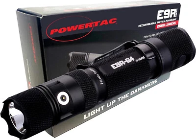 Powertac E9R G4 2550 Lumen USB Rechargeable LED Flashlight w/ Hard Shell Holster
