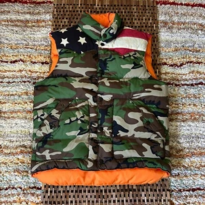 Ralph Lauren Denim & Supply Green Camo USA Flag Down Snap Puffer Vest Medium M - Picture 1 of 3