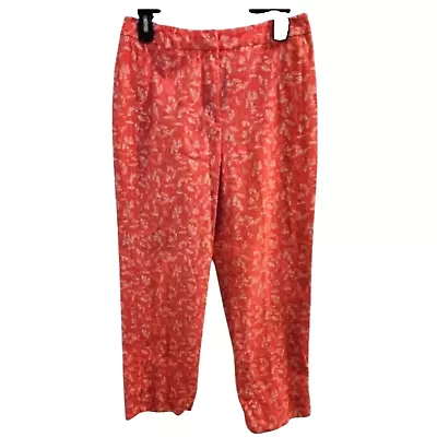 Pantalón elástico EVAN PICONE estampado floral coral y hojas blancas talla 6 Foto 1 de 4