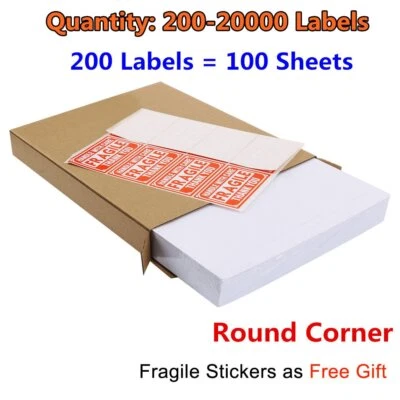200-20000 Premium 8.5x5.5 Round Corner Shipping Labels Half Sheet Self Adhesive - Image 1 of 4