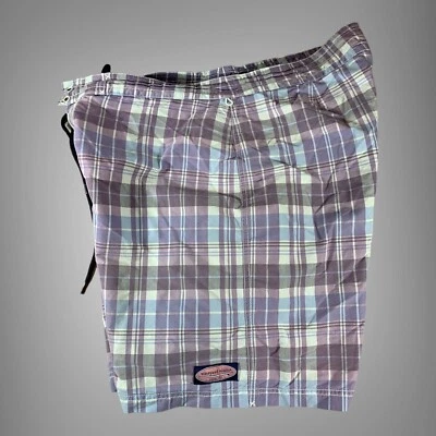 Bañador Vineyard Vines para Hombres 36" Board Shorts Cuadros Púrpura Foto 1 de 4