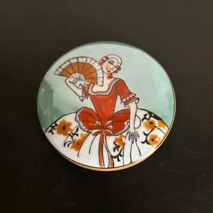 Old Noritake Deco Lady puff case Art Deco Luster Porcelain from Japan - Picture 1 of 7