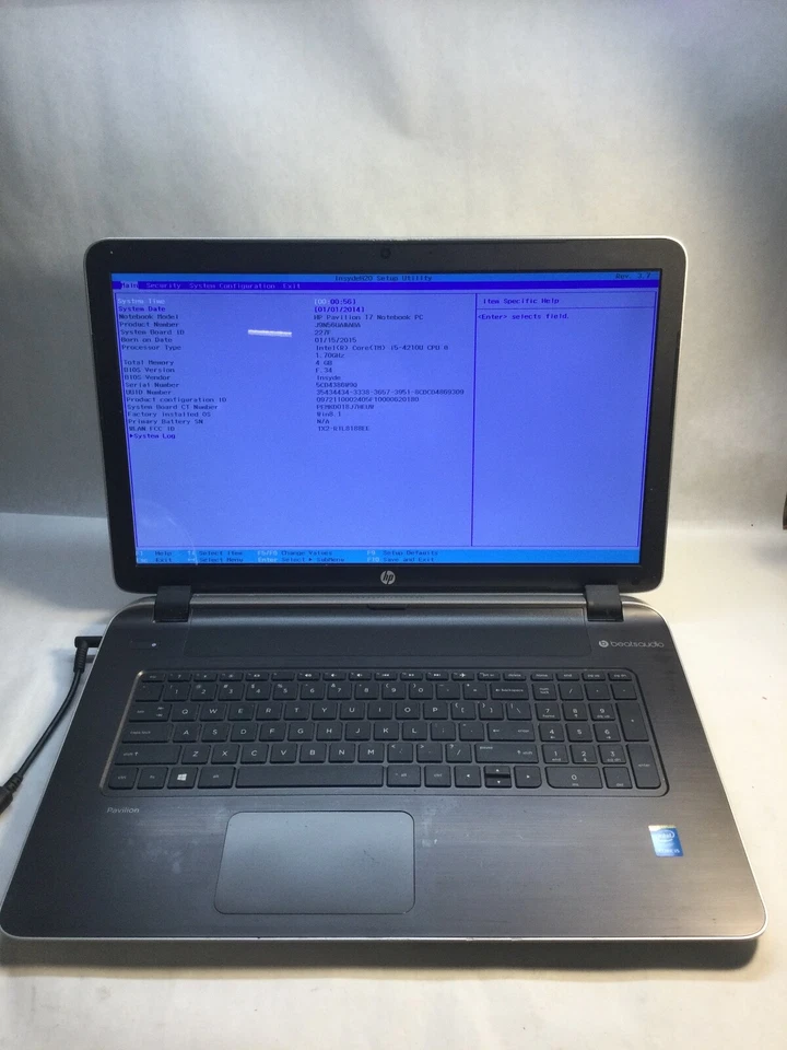 HP Pavilion 17 17" Laptop Intel Core i5 4th Gen. -BOOTS TO BIOS - MZ - Image 1 of 4