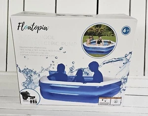 Floatopia Jumbo Pool mit elektrischer Pumpe 79 x 79 x 18 Zoll Neu im Karton - Bild 1 von 3