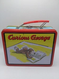 1998 Curious George Reading Tin Lunch Box VTG - Picture 1 of 4