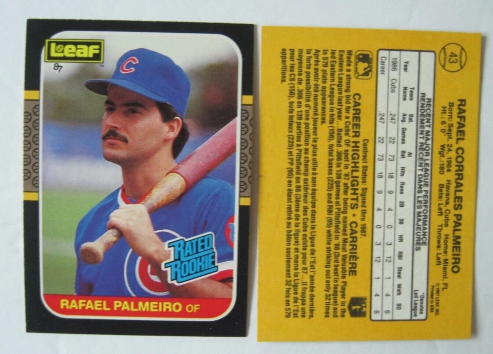 RAFAEL PALMEIRO CARDS Your Pick TOPPS Fleer Donruss 1987 Rookie 1988 - 2015 CUBS - Image 1 of 1