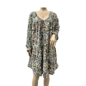 H&M Kleid Blumenmuster Bauernhaus Kern V-Ausschnitt knielang fließend Damen XXL - Bild 1 von 11