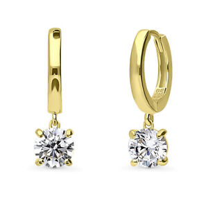 BERRICLE Sterling Silver Solitaire 1.6ct Round CZ Anniversary Earrings