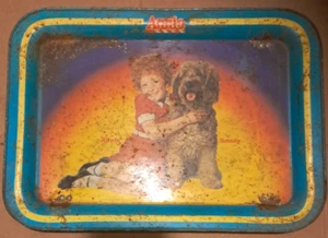 BANDEJA DE REGAZO DE METAL VINTAGE CON PATAS Y ÓXIDO ANNIE BUEN ESTADO COMO ESTÁ UG24 - Imagen 1 de 4