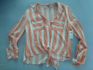 Camicetta Charlotte Russe a righe bianche e pesca XS nuova con etichette - Foto 1 di 5