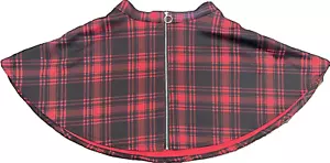 Hot Topic Skater Skirt Xs Red Black Plaid O-ring Zipper Pockets - Picture 1 of 4