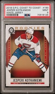 2018 18-19 O-PEE-CHEE ROOKIES RC JESPERI KOTKANIEMI PSA 9 WHITE JERSEY VARIATION