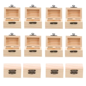  12 Stück Mini Holzkiste mit Klappdeckel - unfertige Holztruhe dekorieren - Bild 1 von 12