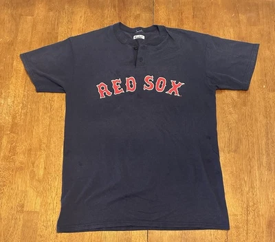 Vintage 90s Boston Red Sox Henley Baseball Shirt Large - Image 1 of 4