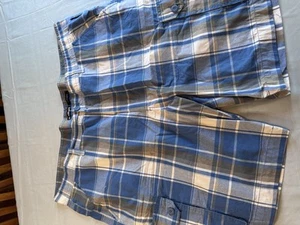 Ecko Unltd. Men’s Size 52B Blue Plaid Shorts 4 Cargo 2 Flat Pockets Retro - Picture 1 of 8