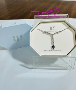 NIB Bomb Party Necklace RBP5017 Arrows Abound LC Aqua Blue Spinel 18" Rhodium P - Picture 1 of 5