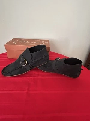 Bettye Muller NIB Anthropologie Leather Fringe Moccasin Booties Size 7 ( New) - Imagem 1 de 4