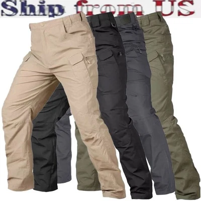 Mens Cargo Pants Tactical Waterproof Work Pants Outdoor Hiking Combat Trousers - Image 1 of 4