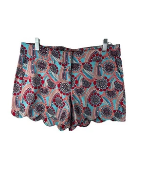 Pantalones Cortos Crown & Ivy Turquesa Estampado Geométrico Vieira Talla 8 Festival Playa Boho Foto 1 de 4