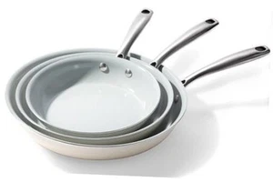 Cookware Ceramic Nonstick Frying Pans: 3Pieces Non Stick Skillet 8 9.5 11 - Picture 1 of 7