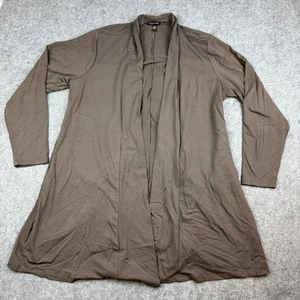 Giacca blazer Eileen Fisher taglia 1X misto tencel aperto davanti foderato seta manica 3/4 - Foto 1 di 15