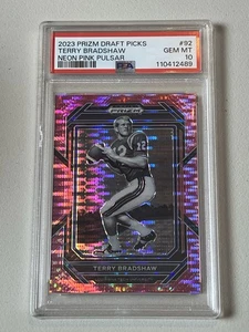 2023 Panini Prizm Draft Picks Terry Bradshaw Pink Pulsar /15 PSA 10 #92 Pop 1 LA - Picture 1 of 4