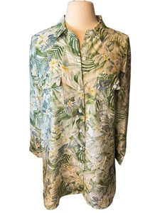 Tommy Bahama Boyfriend geblümtes Damen-Shirtkleid Küstenüberwurf Größe Large - Bild 1 von 7