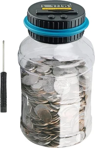 QPEY Huchas Grandes para Adultos, Tarro de Dinero Contado Digital, 1.8L Azul - Imagen 1 de 7