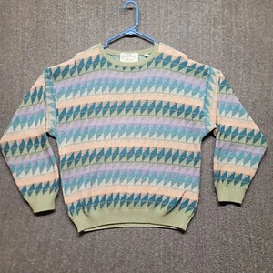 Pronto Uomo Sweater Mens 50 Medium Geometric Dad Italy Easter Pastel Saks - Picture 1 of 11
