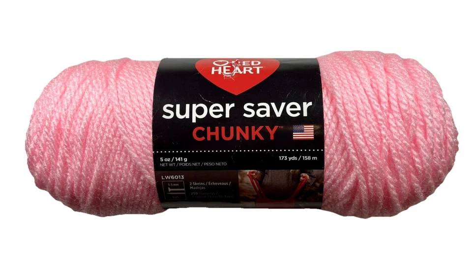 (1) HILO GRUESO SUPER AHORRADOR CORAZÓN ROJO EN ROSA PÉTALO *DESCONTINUADO* 173 YARDAS #5 Foto 1 de 1