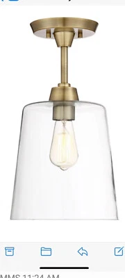 NUEVO EN CAJA Lámpara de Techo Transparente Templeton 10" con Base de Latón Natural Foto 1 de 2