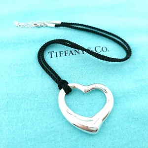 Tiffany & Co. Sterling Silver Elsa Peretti Extra Large Open Heart Pendant Silk - Picture 1 of 10