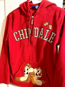 Women's Small Disney Chip N' Dale Red Long Sleeve Fleece Hoodie - Picture 1 of 7