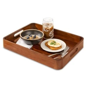 Acacia Wooden Serving Trays with Handles for Eating, Appetizers, Food, Single - Picture 1 of 7