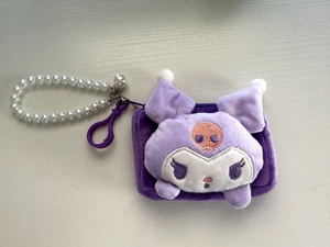 Sanrio Kuromi Fluffy Coin Purse Zip Keychain - Picture 1 of 4