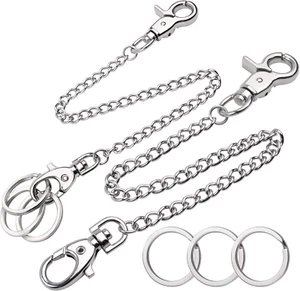 Pocket Chain, 2 Pieces of Metal Wallet Keychain Pants Chain with Both Ends - Picture 1 of 12
