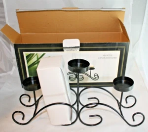 Interiors by Design New Mantle Candleholder 3 Piece Votive Tealight Black Metal - Picture 1 of 7