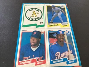 1990 Fleer Un Cut Box Bottom Cards Griffey Jr., Puckett, Sierra, Athletics - Picture 1 of 6