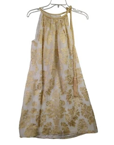 Muse Boston abito tubino corretto donna 6 oro jacquard corda nappa cravatta collo - Foto 1 di 9