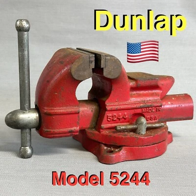 Tornillo de banco vintage Dunlap 5244 3,5” base giratoria con mordazas de tubo EE. UU. 🇺🇸 Foto 1 de 4