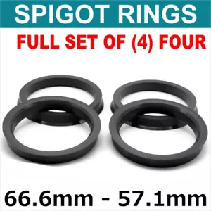 66.6 - 57.1 SET OF 4 SPIGOT RINGS For Alloy Wheel Hub Centric wheel spacer - Picture 1 of 5