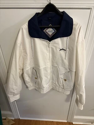 Chaqueta Jim Beam Vintage Años 80’s Cremallera Completa Blanco/Azul Cordón Talla Grande Foto 1 de 4