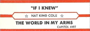 Jukebox Title Strip - Nat King Cole: "Se sapessi" / "Il mondo tra le mie braccia" raro! - Foto 1 di 1
